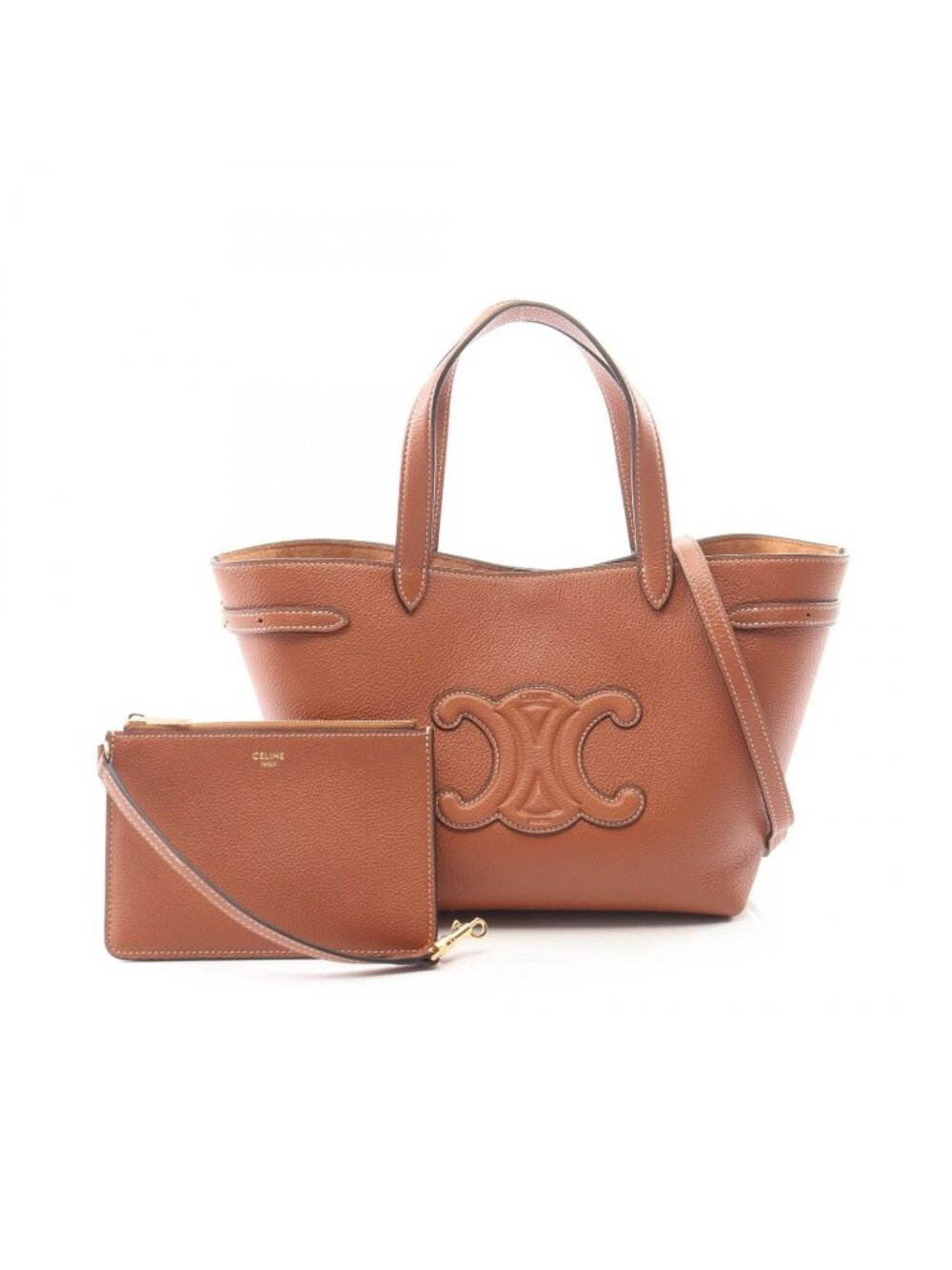 Celine Tote Mini Cabas Anais 2-Way Brown Leather